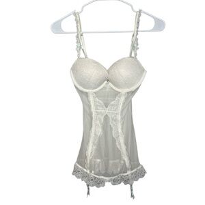 Victoria's Secret Bridal Lace-Up Slip Dress Corset Garter Straps 34C